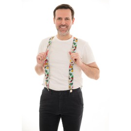 Olata Braces Extra Strong with 4 Clips X-Shape Printed Design 4 cm, baby dinosaur