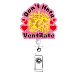 Respiratory Therapist Badge Reel Retractable for Nurse Don't Hate, Ventilate Funny RT Lung Badge Holder with Alligator Clip Healthcare Nursing Cute RN CNA LPN Medical Badge Clip ID Card