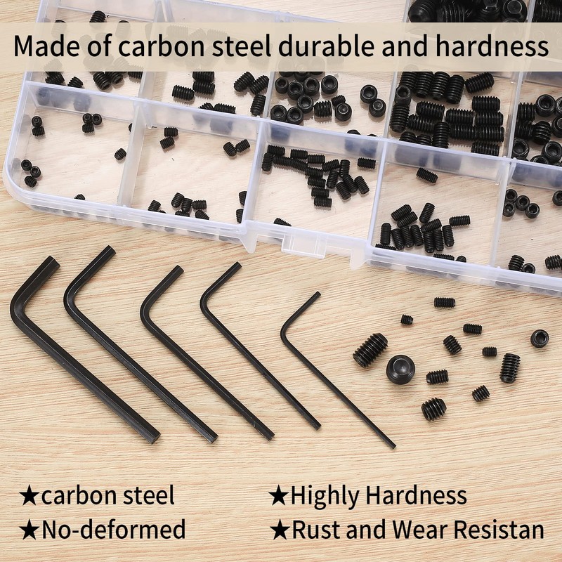 Set of 300 Grub Screws M3/M4/M5/M6/M8 Hexagon Socket Grub Screws