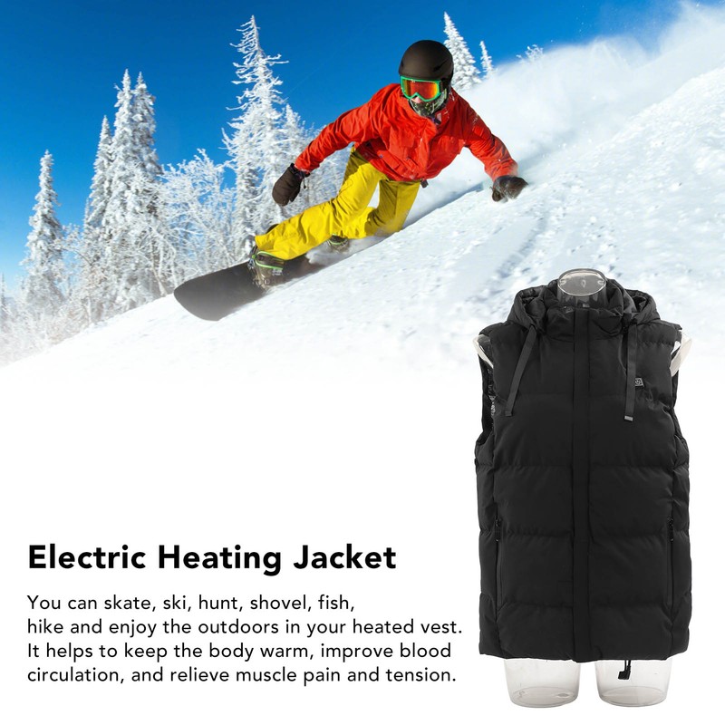 Heated Hooded Vest Fast Warmer Up Jacket 7 Areas Carbon