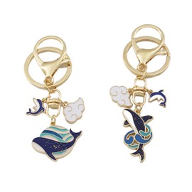 ARFUKA Pack of 2 Key Fob Whale Car Key Rings Key Ring Bag Pendant Keychain Christmas Gifts Birthday Gifts Valentine's Day Gift, blue