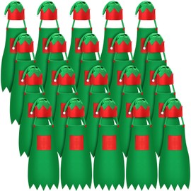Handepo 40 Pieces Christmas Apron and Hat Kit Costume Apron Kit for Party