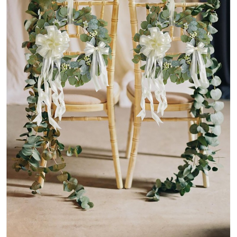 HUIHUANG Ivory Sheer Wired Ribbon with Satin Stripe 2.5 inch