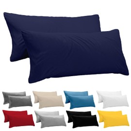 Dreamzie Cushion Cover 40 x 145 cm (Set of 2) – 100% Jersey Cotton 150 g/m² Pillowcases – Dark Blue – For Pillowcase 40 x 145 cm – Cushion Cover – Cushion Cover – Resistant and Hypoallergenic
