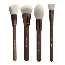 Beauty For Real Set De Brochas Essential Pro Complexion Incluye 4 Brochas RuborContorno, Tez, Polvos Y Corrector. Vegano Y Sin Crueldad Animal.       