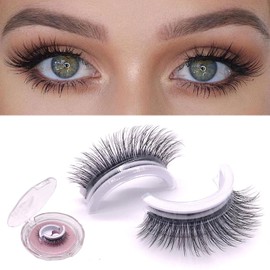 Ellxen Wiederverwendbar Selbstklebende Wimpern,kein Kleber oder Eyeliner,Curling 3D Wimpern für Anfänger,einfach zu tragen,Wasserdicht Falsche Wimpern mit tragbaren Boxen (Dicht)