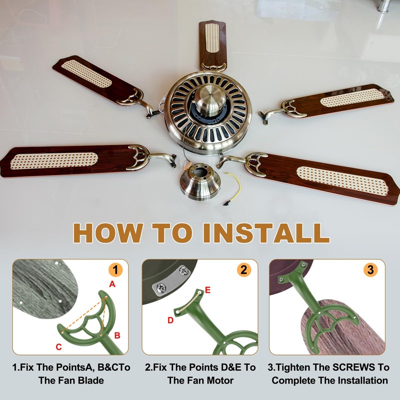 PATIKIL Ceiling Fan Blades Arms Replacement, 3 Pcs 52" Fan
