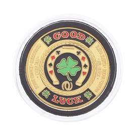 PRETYZOOM Poker Card Press Copper Coin Good Luck Clover Lucky Charm Card Game Tally Poker Chip Protection for Poker Cards Office Collection