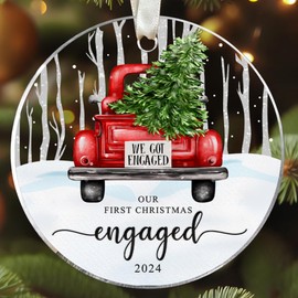 Engagement Gifts for Couples - Gifts for Newly Engaged Couples - Happy Engagement Gifts for Her, Bride to Be - Just Engaged Gifts for Her, Friends, Fiance - Acrylic Christmas Engagement Gift Ornament