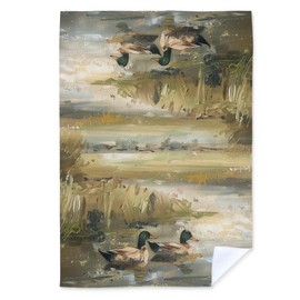 Qnhij Abstract Mallard Duck Kitchen Towels, Rustic Farmhouse Green Head Duck Dish Tea Towels for Kitchen Decor, Ducks Lover Gifts Decorative Hand Towels for Bathroom, 16x24 Inch