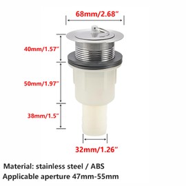 Qrity 1 PCS Sink Waste, Sink Basket Strainer Waste, Stainless Steel and PVC, Sink Strainer for Kitchen Mop Pool Drain Catcher, 40#