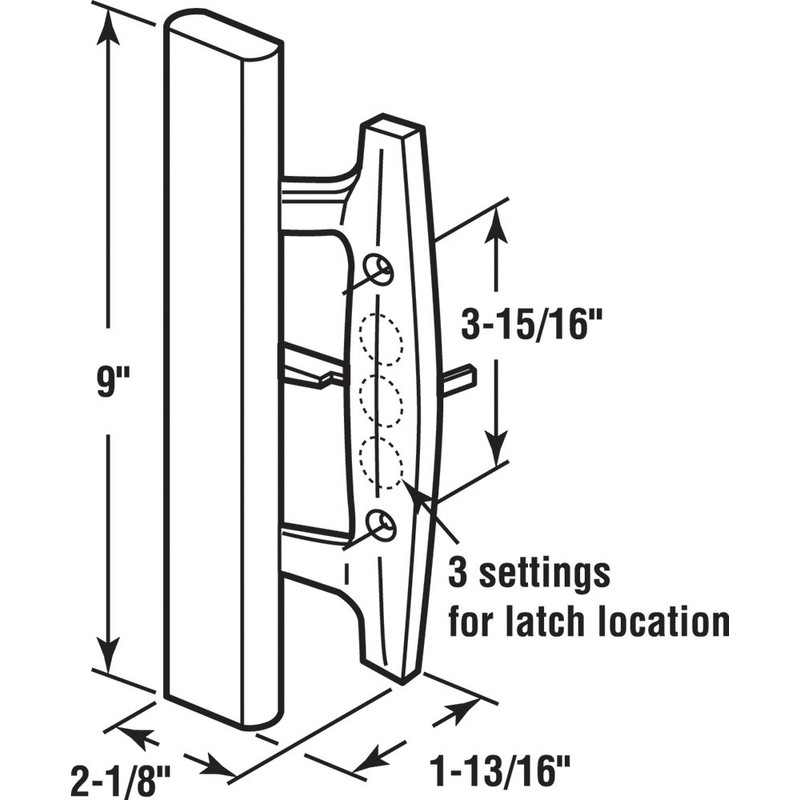 Prime-Line C 1208 Patio door Mortise Style Handle, White Diecast