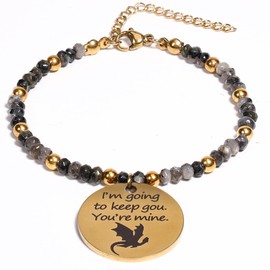 AICase For Fourth Wing Merch 4th Dragon Wing Natural Stone Bracelet Gifts for Rider Fans Book Lovers Bookworm Librarian Bookish Merchandise