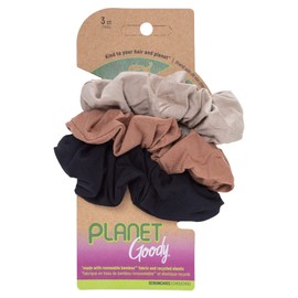 Goody Planet Ouchless Womens Hair Scrunchie, 3 Count, Assorted Neutral Colors, Suitable for All Hair Types, Pain-Free Accessories for Women, Create Long Lasting Braids & Ponytails