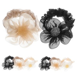 Baluue 9pcs Floral Hair Scrunchies for Women Elastic Flower Hair Ties Comfortable Ponytail Holders and Colors