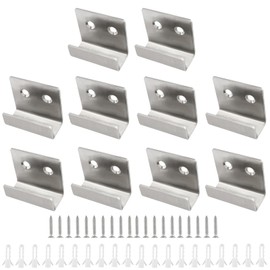 Hordion 10Pcs Stainless Steel Ceramic Tile Hanger, Wall Mounted Hanger Fastener, Heavy Duty Flat J Hooks Hanger - 0.6 Inch / 16mm Inner Width - Wall Hanger Bracket with Screws（Silver）