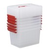 Easymanie Plastic Storage Bin with Red Handle, 6 Quart, Pack