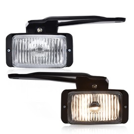 DOTCOM Front Fog Light Lamps Compatible with Chevy GMC C/K 1500 2500 3500 1988-1999/ Fit Chevy Blazer GMC Jimmy 1995-1997/Fit Chevy S10 1982-1997,Warm White Light Clear Lens Chrome Housing