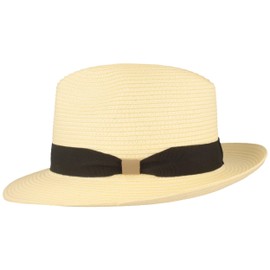 Straw Hat, Bogard Hat, Summer Hat, Sun Hat, Made of 100% Paper, Crushable with Set, Particularly Light, Flexible, Skin-Friendly & Comfortable (Natural, L), natural, M