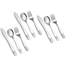 9 Piece Stainless Steel Kids Silverware Set,Toddler Utensils,Child and Toddler Flatware,Kids Utensil Set,Children Safe Forks, Spoons and Knives,Mirror Polished, Dishwasher Safe