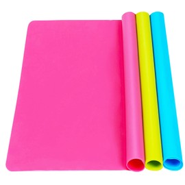 3 Pack Silicone mat Large Silicone Sheets for Crafts, Liquid, Resin Jewelry Casting Molds Mat, Silicone Placemat 15.7” x 11.8” (Blue & Rose Red & Green)