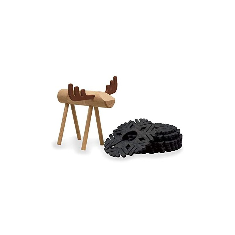 WILD EYE DESIGNS Felt Coaster, Deer, 8PCS, Wooden Holder Set