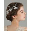 Octwine Handmade Bride Wedding Hair Pins Silver Flower Leaf Rhinestone