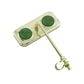 Fenix Cycles Rectangle Bike Mirror Gold, (Green Reflectors)