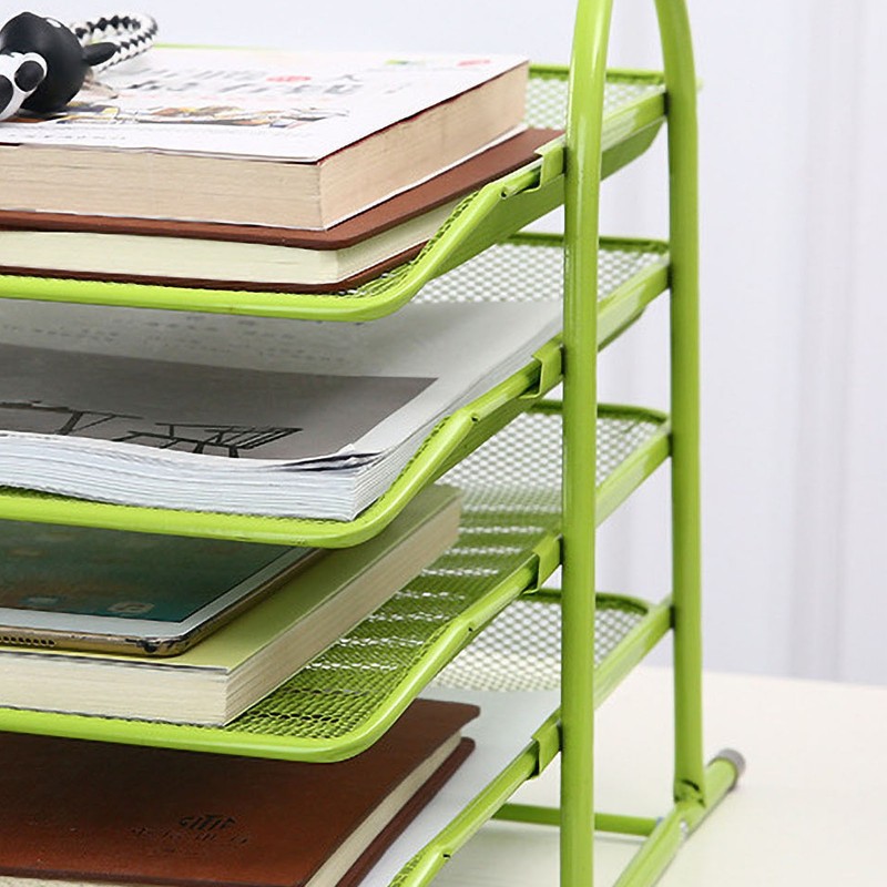 Desk File Organizer 4 Tiers Metal Mesh Large Capacity Easy