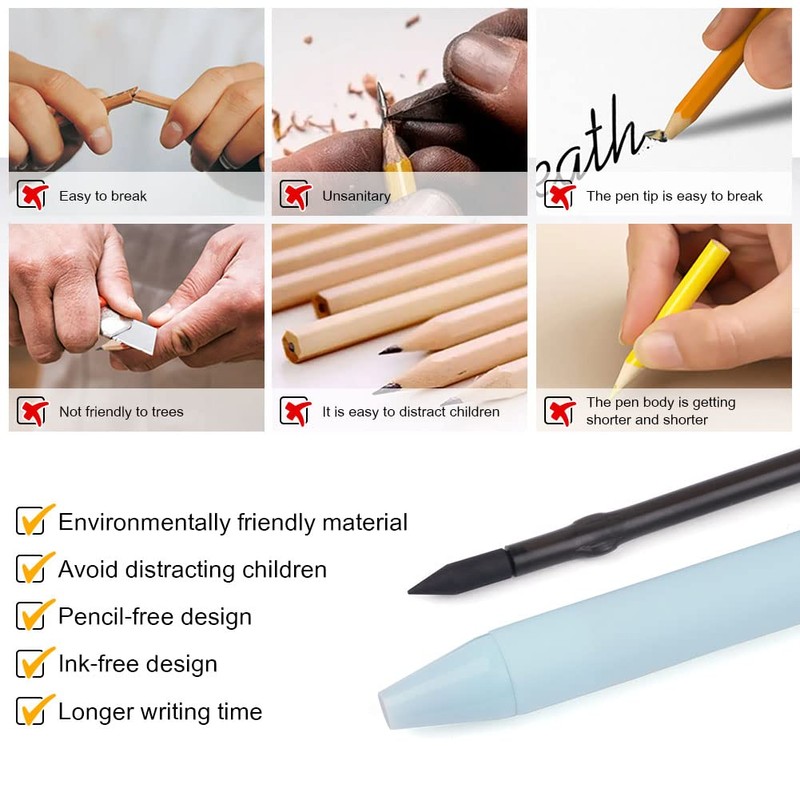 AUAUY 6PCS Inkless Magic Pencil, Macaron Color Retractable Infinity Pencil
