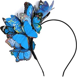 ZOONAI - Diadema de mariposa para mujeres y niñas, diadema monarca Derby mariposa para el pelo, aro de boda, fiesta, festival, accesorios para el cabello (azul, talla única)