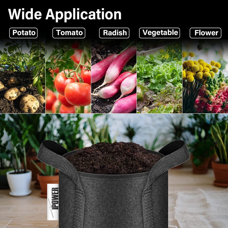 iPower 5 Gallon 10 Pack Grow Bags Nonwoven Fabric Pots