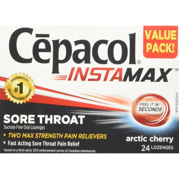 Instamax Arctic Cherry, Sore Throat lozenges, 24 Count (Pack of 1)