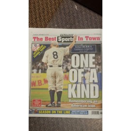 YOGI BERRA RIP NY POST NEWSPAPER NY YANKEES 9/24/15 POPE FRANCIS VISIT POSTER