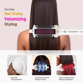 4-in-1 Ionic Hair Dryer Brush - High-Speed Blow Dryer Brush with Heated Comb, Fast Heating Hot Air Straightener for Smooth, Frizz-Free Blowouts, Easy Salon-Style for All Hair Types