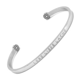 the simple pledge Women’s Bracelet Bangle with Engraving ‘Lebe Liebe Lache’ [German Language] Filigree Design, Motivation and Inspiration, Stainless Steel