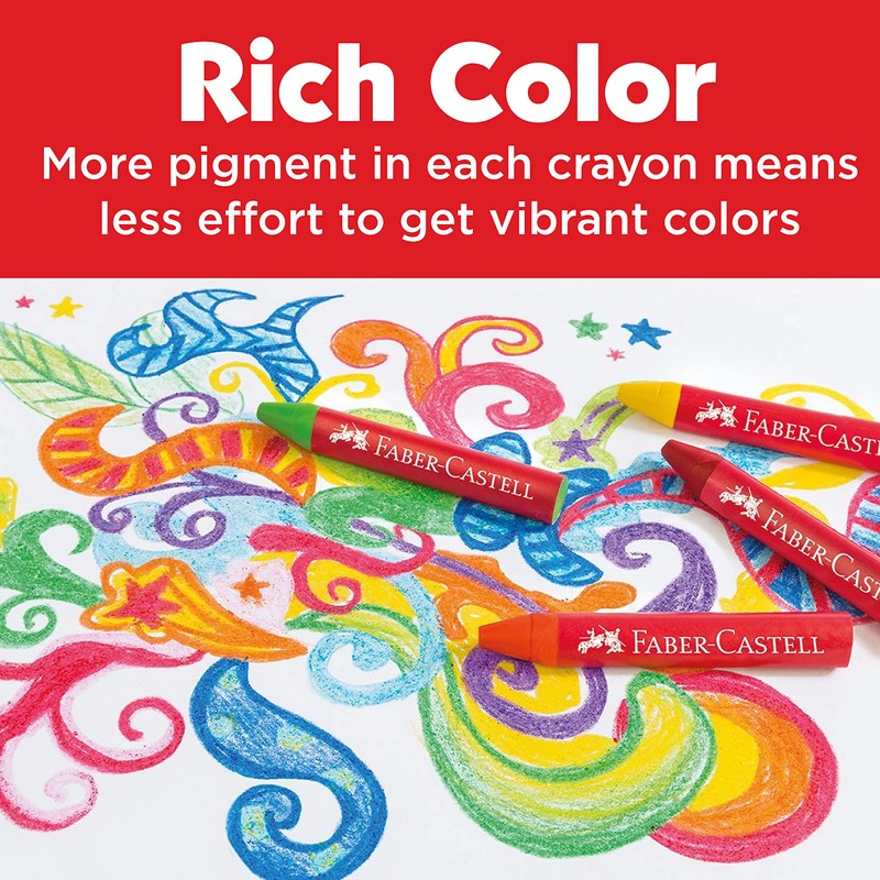 Faber-Castell Beeswax Crayons in Durable Storage Case, 12 Vibrant Colors