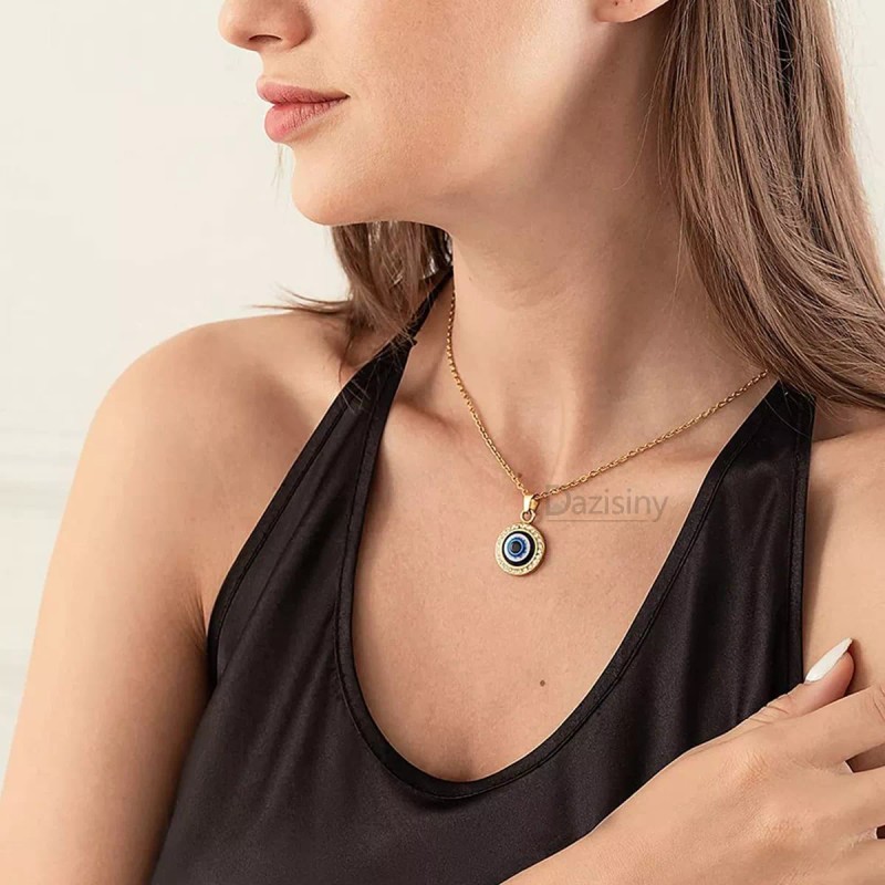 Dazisiny Collar Y Pulsera Ojo Turco De Acero Inoxidable Para