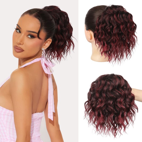 REECHO Ponytail Extension, 10” Short Curly Claw Clip Ponytail Extension