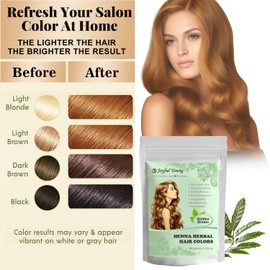 Joyful Young 3IN1 Henna Hair Color - 30 Min Fast Herbal Hair Dye for Gray Coverage, Conditioning & Hair Treatment - No Ammonia, Semi-Permanent, Plant-Based (GOLDEN BROWN)