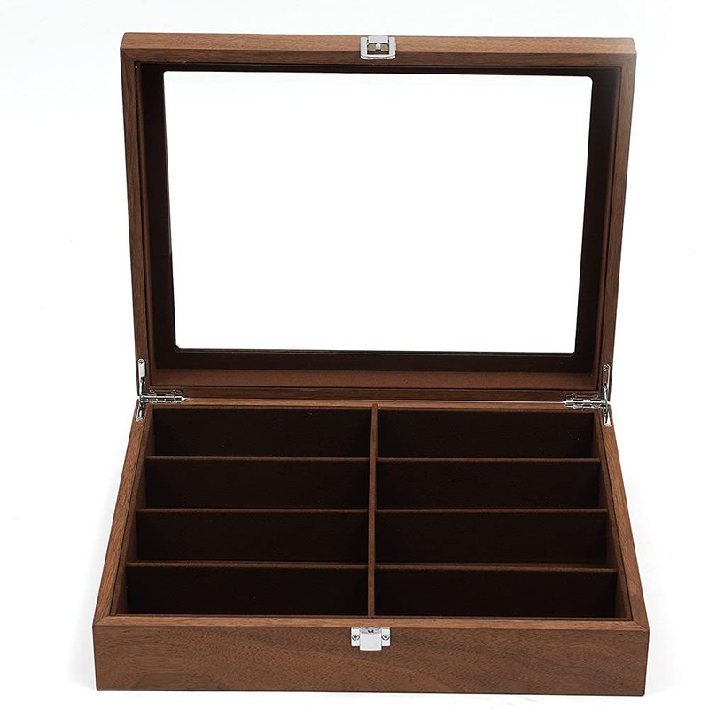 WANLECY Wooden Sunglasses Organizer for Men Women, Multiple Eyeglasses Eyewear