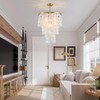 LumFurn 4-Lights Capiz Shell Chandeliers, 3-Layer Modern Pendant Light Fixture