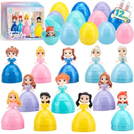 Pack of 12 Easter Eggs Filled with Princess Toys for Girls, Easter Gifts for Children, Easter Eggs, Perfect for Easter Baskets, Decoration for Party, Classroom & Easter Incentives, Perfect Party Gifts
