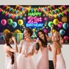 Qpout Neon Happy 21st Birthday Backdrop Banner, Neon Birthday Decorations