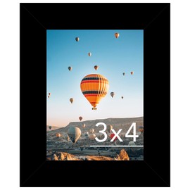JCJMY 3x4 Picture Frame Black for Tabletop or Wall, 3 x 4 Wall Gallery Poster Photo Frame with Shatter Resistant Plexiglass, Black