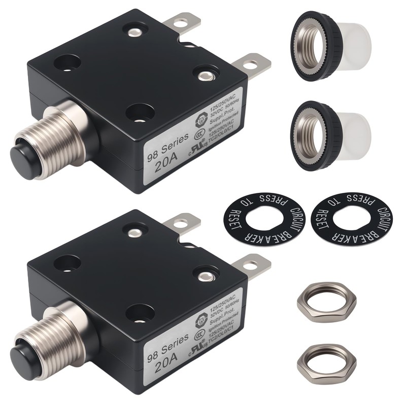 Thermal Circuit Breaker 20 Amps, Push Button Manual Reset Circuit