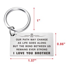 TGCNQ Brother Keychain, Christmas Gifts for Brother Adult, Graduation Keepsake, Birthday Gifts, I Love You