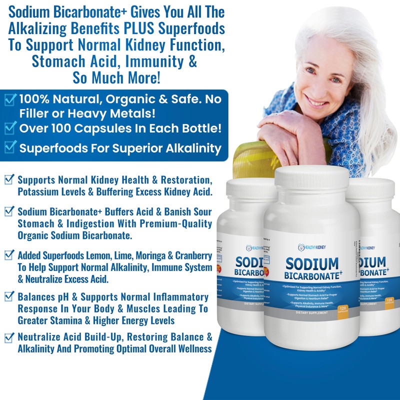 Organic Sodium Bicarbonate Alkaline 650 mg Capsules - Enhanced Kidney