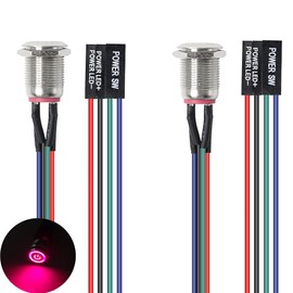 Gebildet 2 Pieces 12mm Chassis Switch Host Metal Button Desktop Computer Host Switch Cable Metal LED Power Switch ATX Supply On/Off for DIY Computer Switch