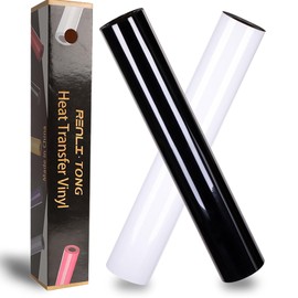 RENLITONG Black and White Heat Transfer Vinyl 2 Rolls 12" x 15ft HTV Vinyl for T-Shirt HTV Iron on Vinyl Rolls for All Cutter Machine - Easy to Cut & Weed for Heat Vinyl Design